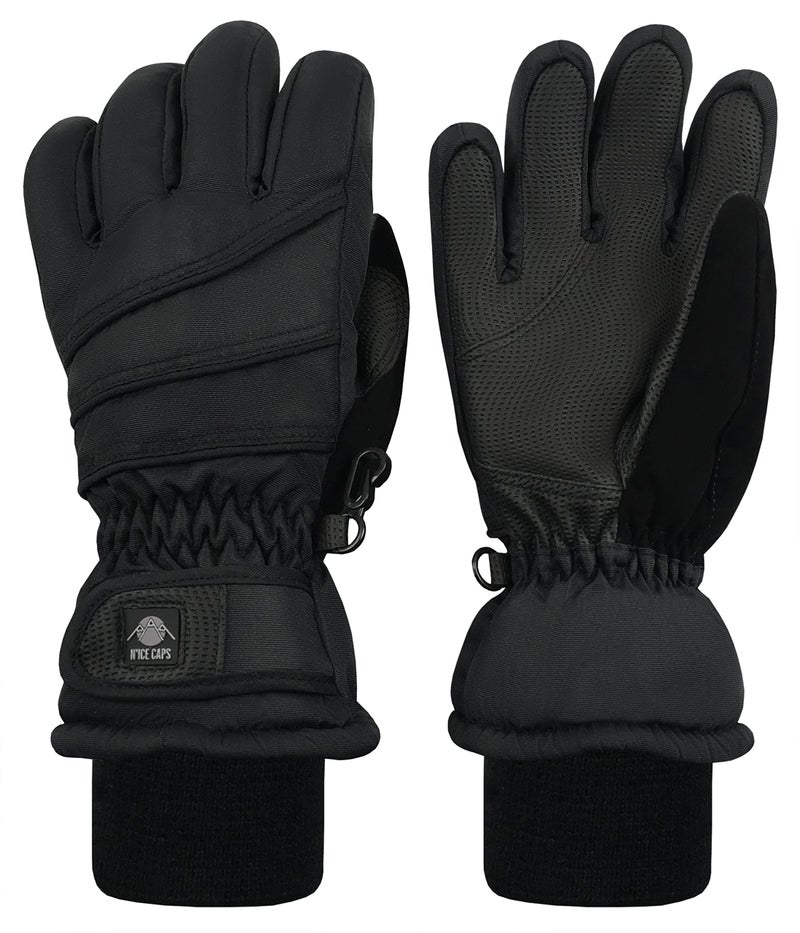 N'Ice Caps Kids Waterproof Winter Thinsulate Warm Gloves (Black, 9-10 Years) - Image 1